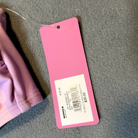 Ninety Nine Pastel Stripe Bikini Top Womens 3X Pink Purple Multicolor Rainbow - Picture 7 of 11